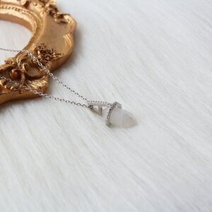 Milk moonstone necklace, drop pendant, sterling silver necklace